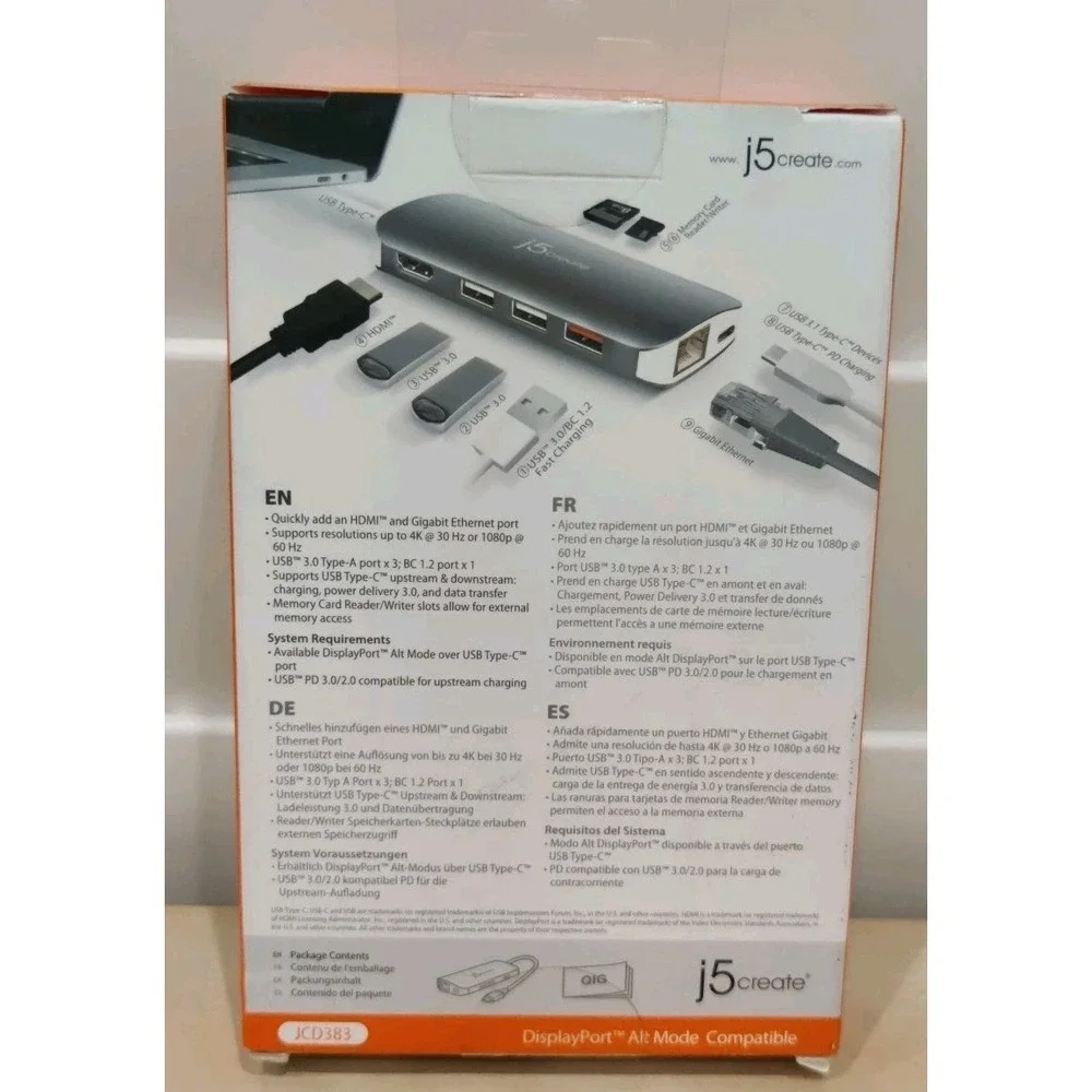 USB-C™ - J5‎ -Multi Adapter-HDMI™ / Ethernet / USB™ 3.1 / PD 3.0 / Memory Card
